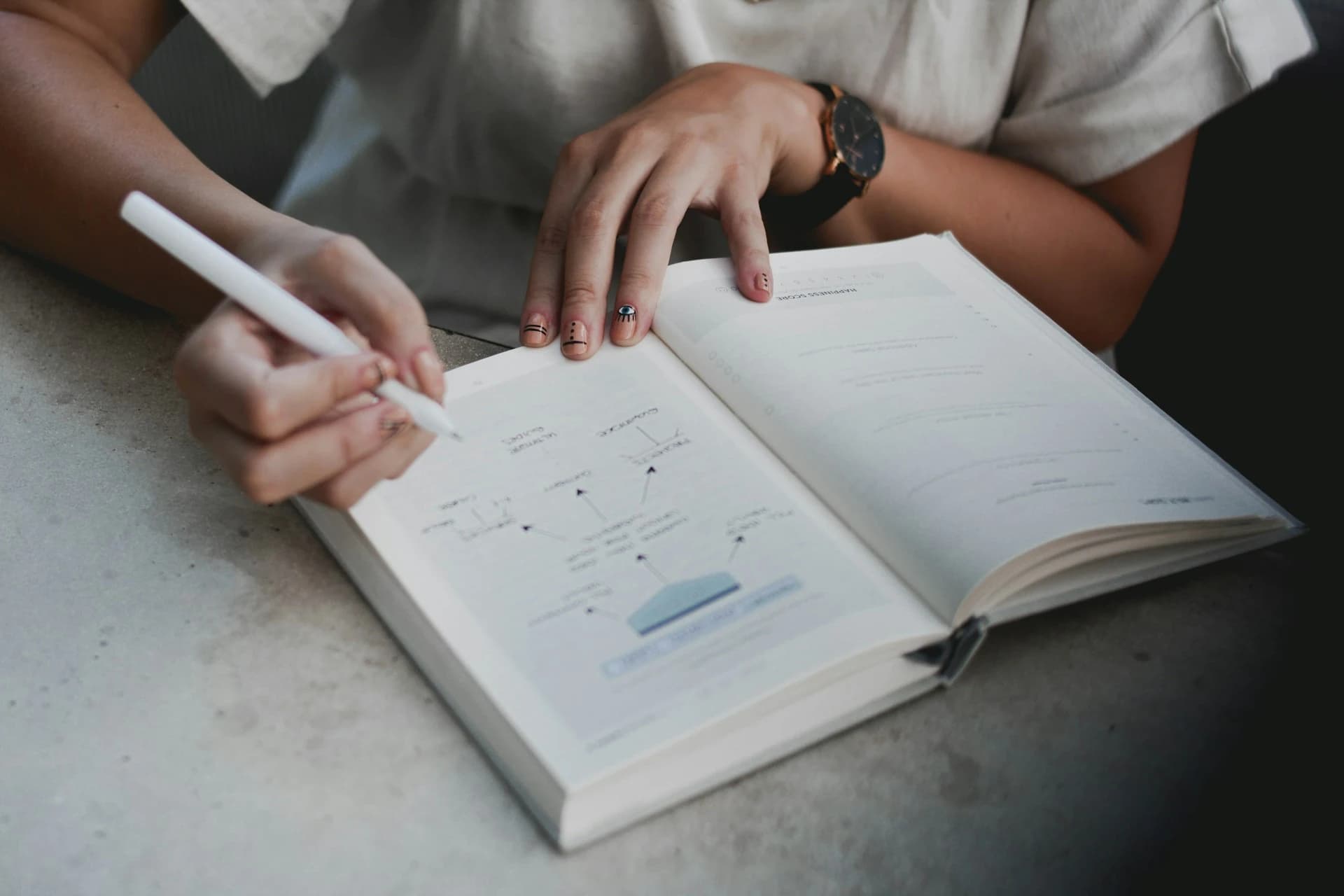 A person writing in a journal